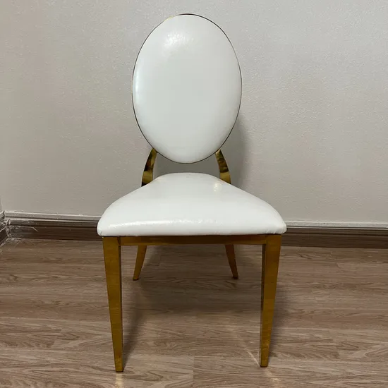 White PU Leather Gold Stainless Steel Dining Chairs for Hotel Home Restaurant Banquet Room Weddings