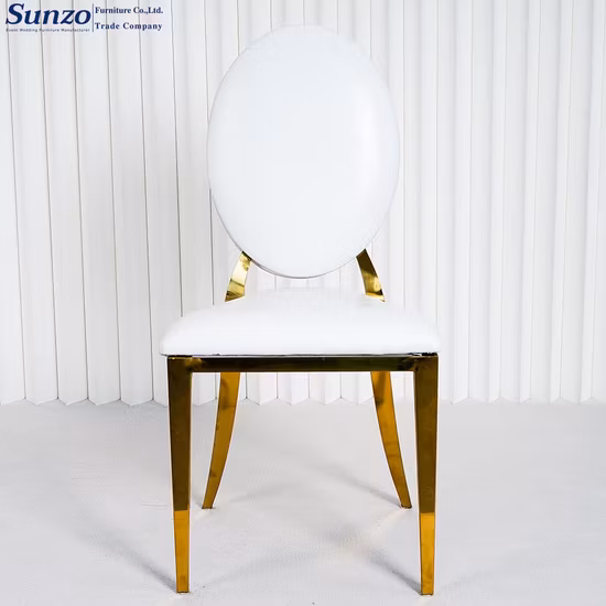 White PU Leather Gold Stainless Steel Dining Chairs for Hotel Home Restaurant Banquet Room Weddings